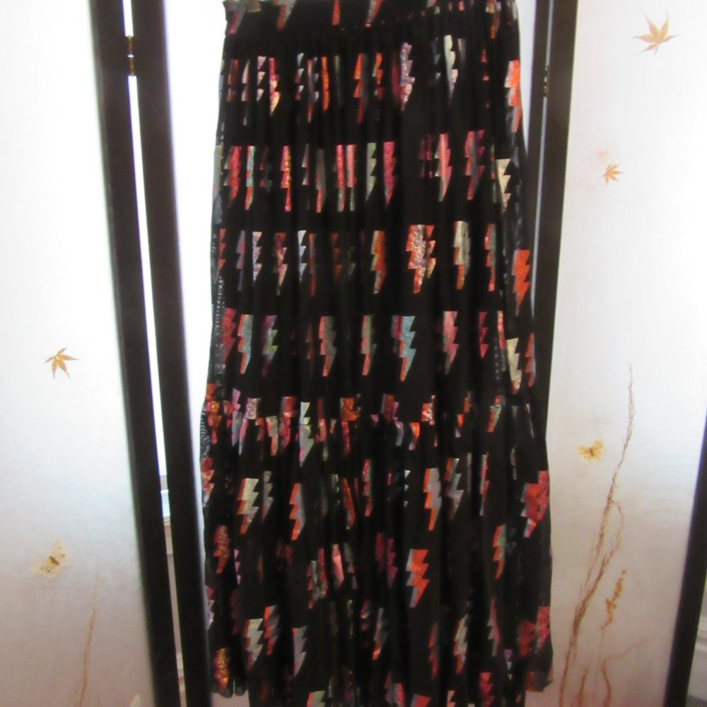 Blackmilk Ziggy Two Tier Sheer Midaxi Skirt Bowie Stardust Small Sold Out - Picture 5 of 15